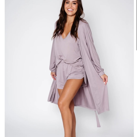 Women’s Monuit Mauve Stretch Knit Robe - Picture 1 of 7